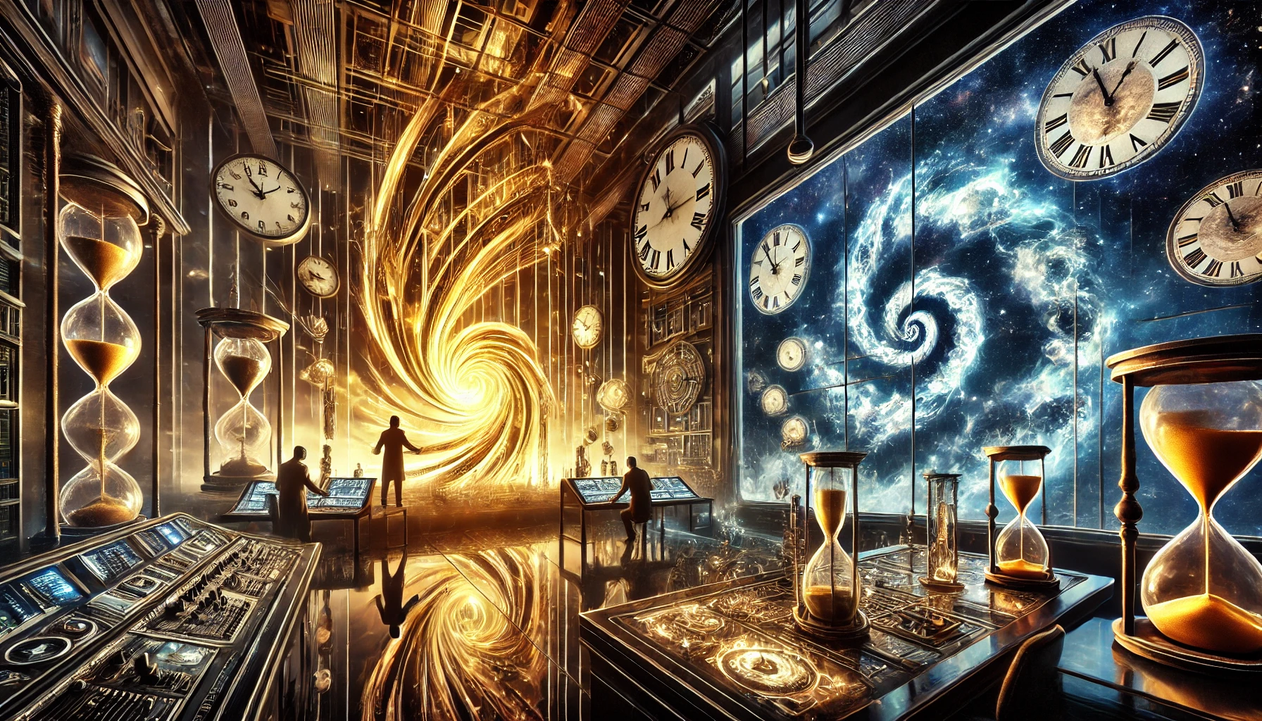 DALL·E 2025-03-03 11.30.01 - A dramatic and thought-provoking scene representing 'Manipulating Time_ The Science and Risks of Space-Time Devices.' Picture a futuristic laboratory